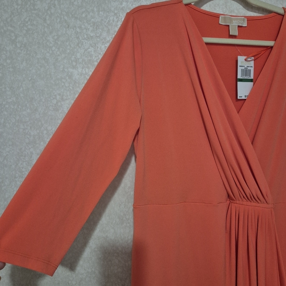 NWT Michael Kors Coral Midi Dress 3/4 Sleeve..SIZE:L - Picture 7 of 13